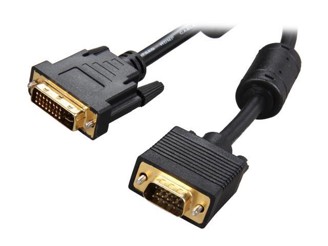 Rosewill RCDV-11008 - Black 15-Foot DVI-I Male to VGA Male Cable