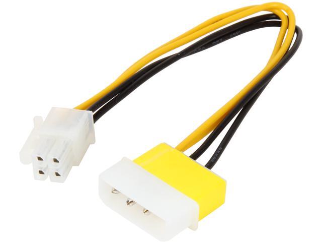 KINGWIN PEC-06 8" Black & Yellow Molex 4P(M) to 4P(F) Pentium 4 Extension Cable M-F