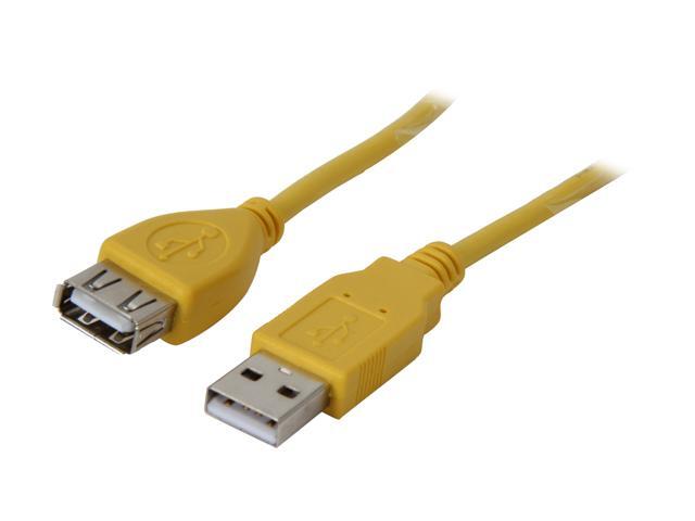 BYTECC USB2-10MF-Y 10 ft. Yellow Type A Male to Type A Female USB 2.0 Extension Cable
