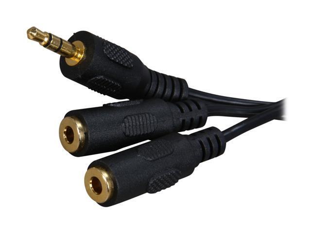 BYTECC SPC-M2F 6" 3.5mm Stereo Speaker Extension Cable -1 Male to 2 Female