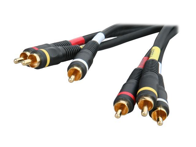 BYTECC Model PV2A-12 12 ft. PREMIUM YRW video/audio AV Cable - GOLD Plated,Black Jacket