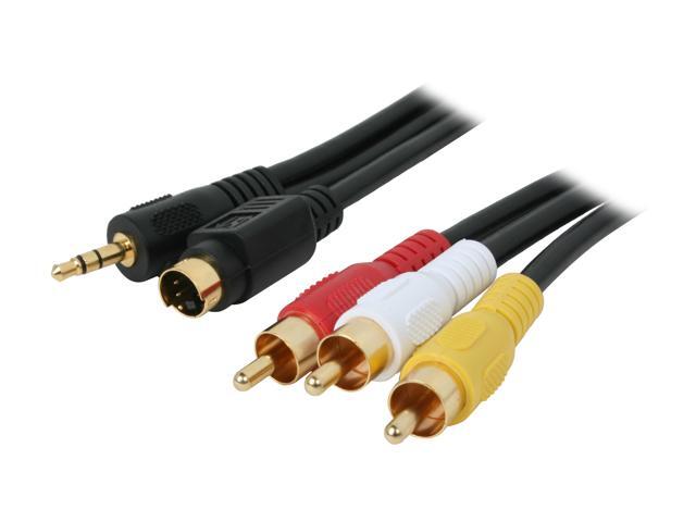 BYTECC Model SV3R-12 12 ft. S-Video/3.5mm Stereo Male to YRW video/audio Male Cable M-M
