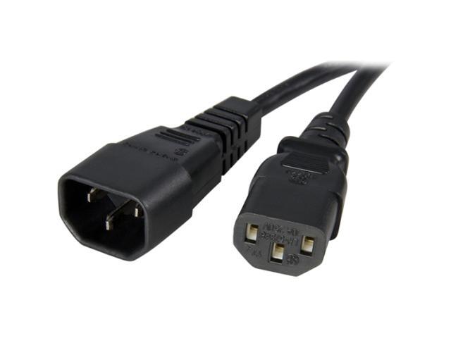 StarTech.com 3 ft 14AWG Computer Power Cord Extension - C14 to C13 Power Cable