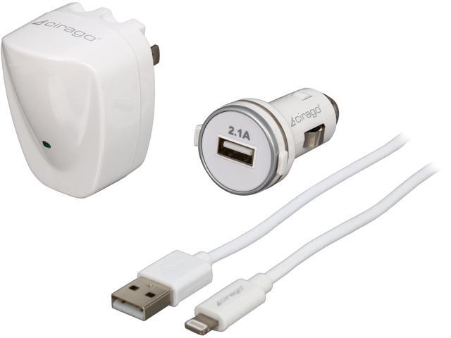 CIRAGO IPL3206 White USB Charger Kit (Lightning - 2.1A)