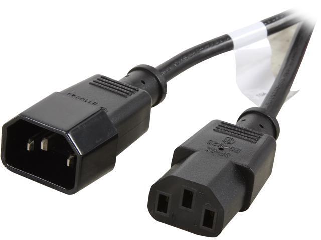 Coboc PW-18C13C14-3-BK 3ft 18AWG Computer Power Cord Extension  Cable w/ 3 Conductor PC/Monitor (IEC320C13 to IEC320 C14),Black