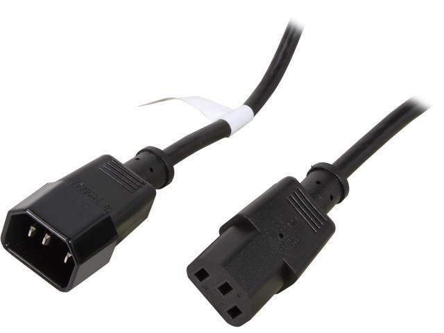 Coboc PW-18C13C14-10-BK 10ft 18AWG Computer Power Cord Extension  Cable w/ 3 Conductor PC/Monitor (IEC320C13 to IEC320 C14),Black