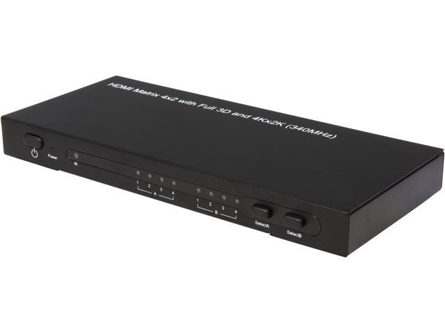 Coboc HM4K-MATRIX-4X2 2 Ports 4 in 2 out Amplified 4x2 Ture Matrix HDMI® Switcher & Splitter w/ 4K*2K,3D HDCP 1080P and IR ...
