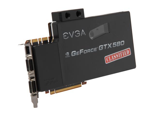 EVGA 03G-P3-1597-AR GeForce GTX 580 (Fermi) Classified Ultra Hydro Copper 3GB 384-bit GDDR5 PCI Express 2.0 x16 HDCP Ready SLI Support Video Card