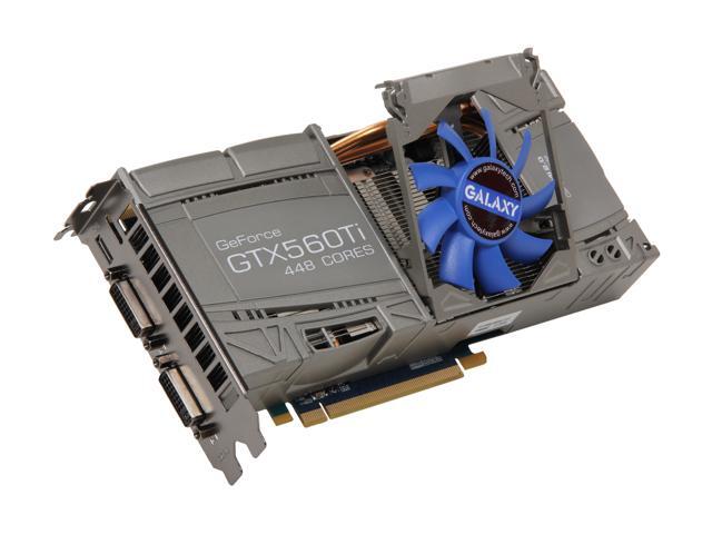 Galaxy GeForce GTX 560 Ti - 448 Cores (Fermi) DirectX 11 56NKH3HS4GNK 1280MB 320-Bit GDDR5 PCI Express 2.0 x16 HDCP Ready SLI Support Video Card