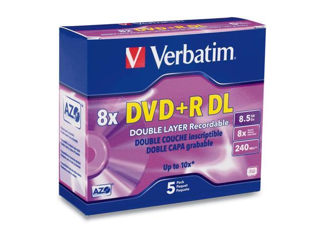Verbatim 8.5GB 8X(Up to 10X with Compatible High Speed DVD+R DL Drives) DVD+R DL 5 Packs Branded Disc Model 95311