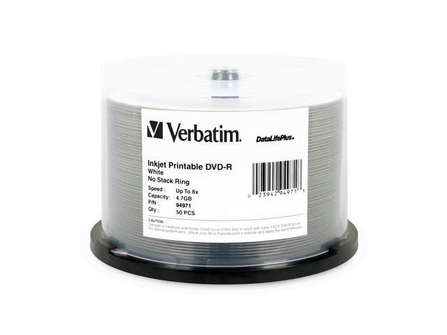 Verbatim 4.7GB 8X DVD-R White Inkjet Printable 50 Packs DataLifePlus Disc Model 94971