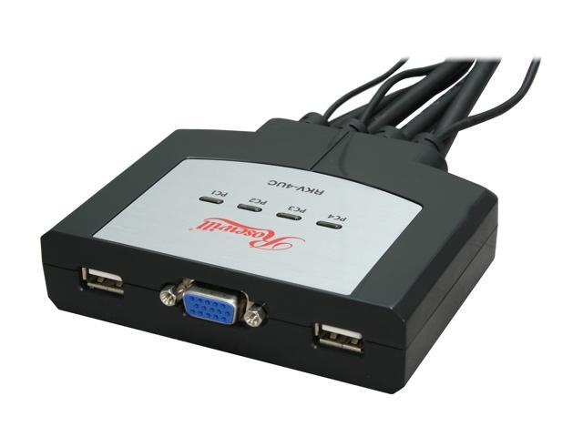 Rosewill RKV-4UC 4 Port USB Cable KVM, 0.9m Cable Built with Speaker MIC Remote Flip Button 