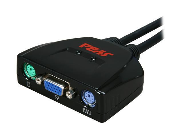 SYBA SY-KVM22003 2-Port PS/2 KVM Switch Compact Design Plug-N-Play Easy Setup