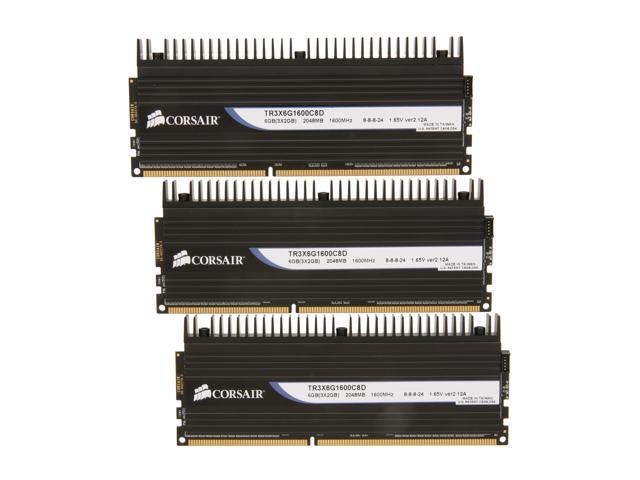 CORSAIR DOMINATOR 6GB (3 x 2GB) 240-Pin DDR3 SDRAM DDR3 1600 (PC3 12800) Triple Channel Kit Desktop Memory Model TR3X6G1600C8D