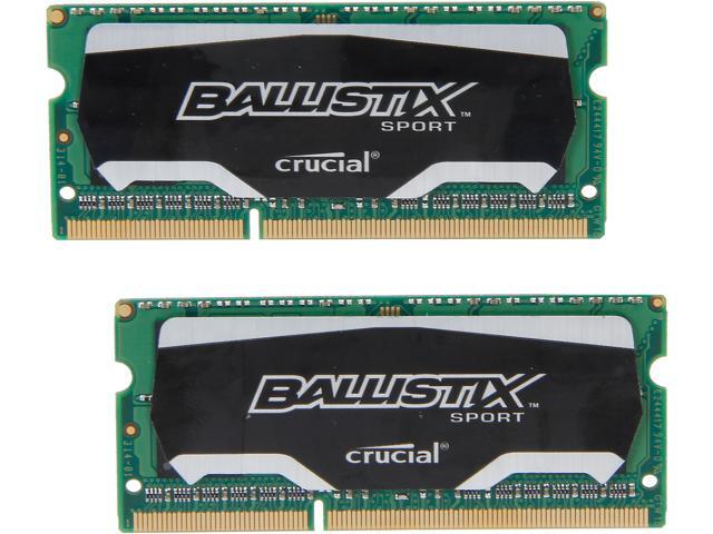 Crucial Ballistix Sport SODIMM 8GB (2 x 4GB) 204-Pin DDR3 SO-DIMM DDR3L 1600 (PC3L 12800) Laptop Memory Model BLS2K4G3N169ES4