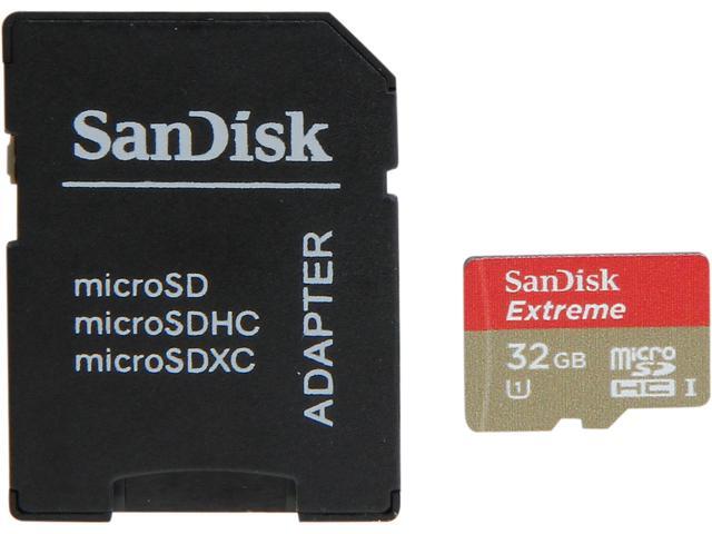 SanDisk Extreme 32GB microSDHC Flash Memory Model SDSDQXL-032G-A46A