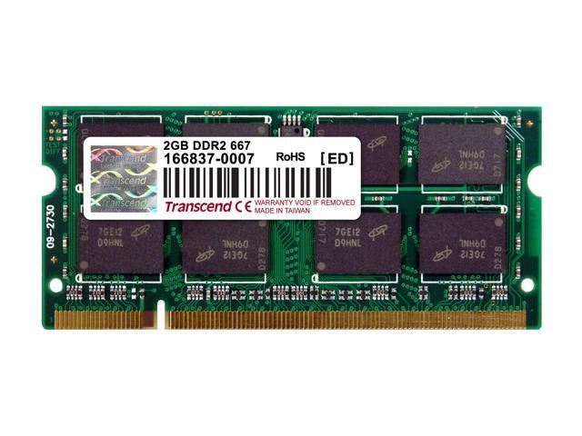 Transcend 2GB 200-Pin DDR2 SO-DIMM DDR2 667 (PC2 5300) Laptop Memory Model TS256MSQ64V6U