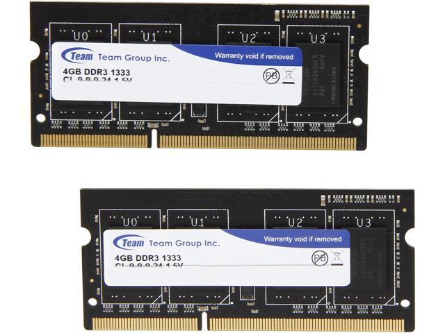 Team 8GB (2 x 4GB) 204-Pin DDR3 SO-DIMM DDR3 1333 Laptop Memory Model TSD38192M1333C9DC-E