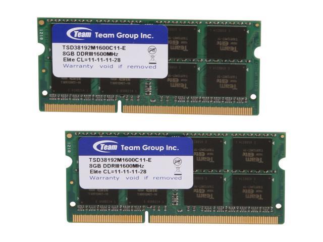 Team 16GB (2 x 8G) 204-Pin DDR3 SO-DIMM DDR3 1600 Laptop Memory Model TSD316G1600C11DC-E