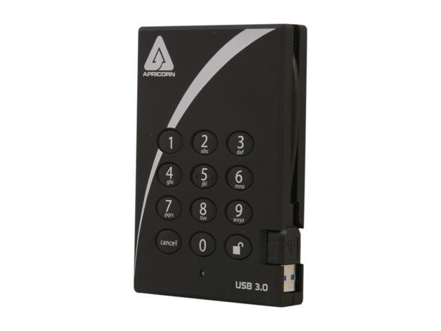 APRICORN 500GB Aegis Padlock External Hard Drive with 256-bit AES Encryption USB 3.0 Model A25-3PL256-500 Black