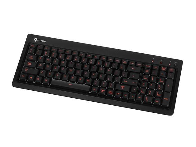 I-ROCKS KR-6820E-BK Black 104 Key USB Wired illuminated Backlit Gaming Keyboard (Orange LED)