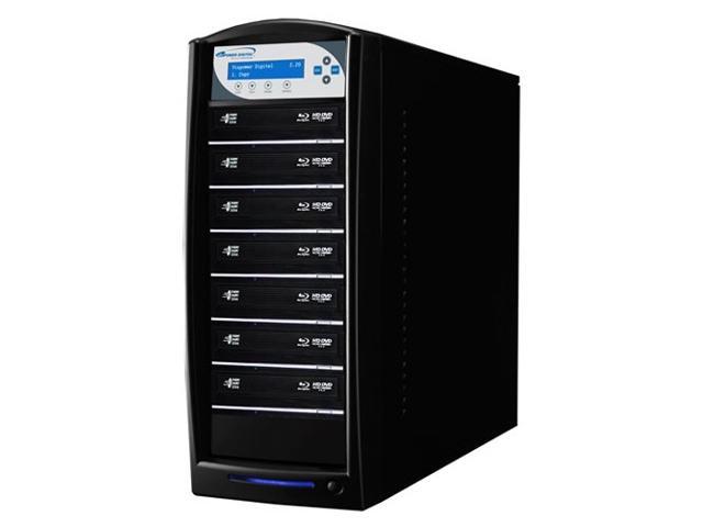 VINPOWER Black 1 to 7 128M Buffer Memory SharkBlu BDXL / Blu-Ray / DVD / CD Disc Duplicator + USB 3.0 + 500GB HDD Model SharkBlu-S7T-XL-BK