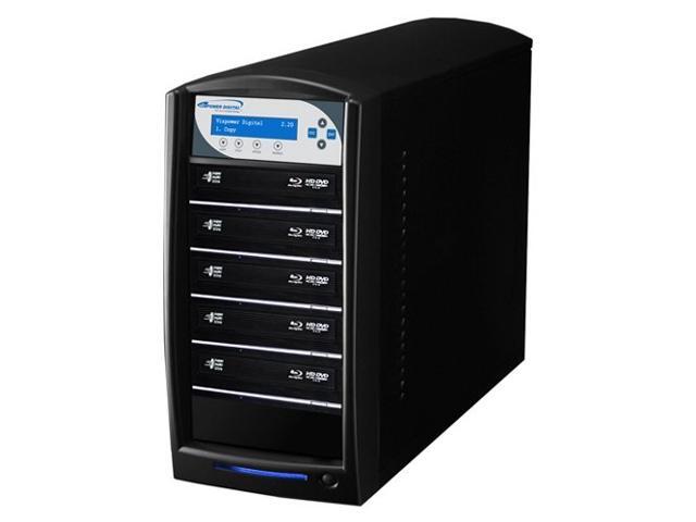 VINPOWER Black 1 to 5 128M Buffer Memory SharkBlu BDXL / Blu-Ray / DVD / CD Disc Duplicator + USB 3.0 + 500GB HDD Model SharkBlu-S5T-XL-BK