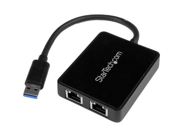 StarTech.com USB 3.0 to Dual Port Gigabit Ethernet Adapter NIC w/ USB Port