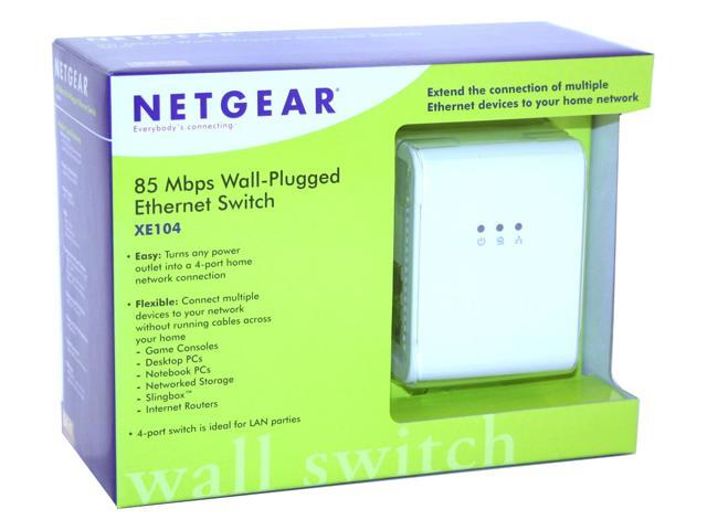 NETGEAR XE104 85 Mbps Wall-Plugged Ethernet 4-port Switch Up to 85Mbps