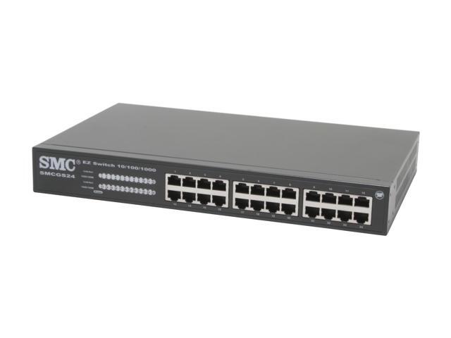 SMC LG-ERICSSON EZ Switch SMCGS24 Unmanaged Unmanaged 24 Ports with Jumbo Frame Support Rack Mountable Switches