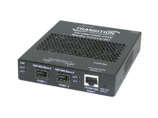 TRANSITION SGPOE1039-100-NA SGPOE1040-100 Power-over-Ethernet PSE Media Converter with TN-SFP-SX SFP Modules