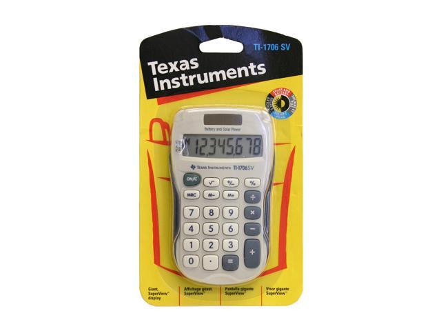 Texas Instruments TI1706 SuperView Handheld Calculator
8 Character(s) - LCD - Solar, Battery Powered - Gray