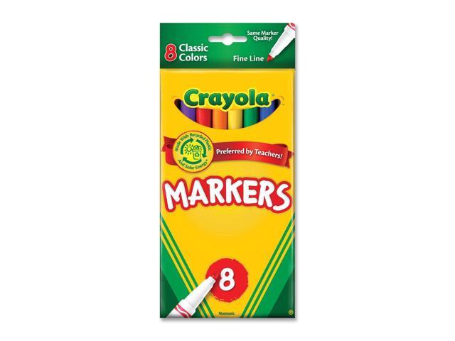 Crayola 58-7709 Non-Washable Markers, Fine Point, Classic Colors, 8/Set