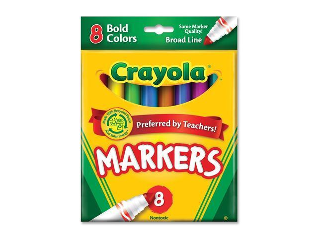 Crayola 58-7732 Non-Washable Markers, Broad Point, Bold Colors, 8/Set