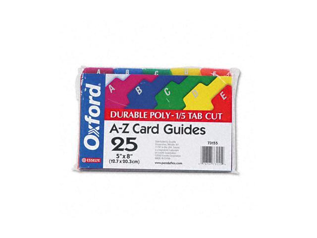 Oxford 73155 Card Guides, Alpha, 1/5 Tab, Polypropylene, 5 x 8, 25/Set