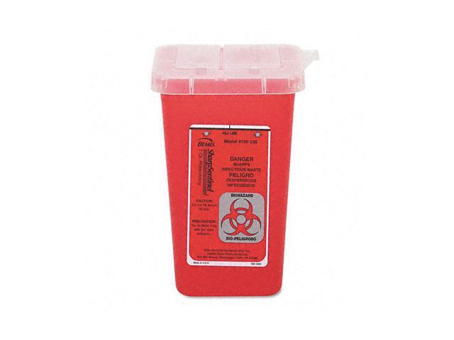 Impact                                   Sharps Waste Receptacle, Square, Plastic, 1 qt, Red