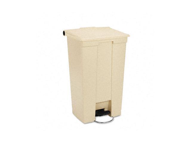 Rubbermaid Commercial                    Fire-Safe Step-On Receptacle w/Wheels, Rectangular, Polyethylene, 23 gal, Beige