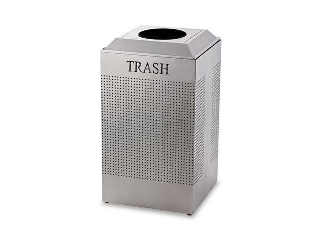 Rubbermaid Commercial                    Silhouette Waste Receptacle, Square, Steel, 29 gal, Silver Metallic