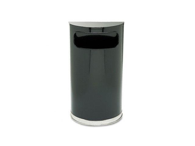 Rubbermaid Commercial                    European & Metallic Series Receptacle, Half-Round, 9 gal, Black/Chrome
