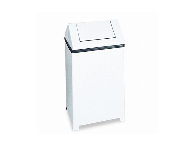 Rubbermaid Commercial                    Fire-Safe Swing Top Receptacle, Square, Steel, 24 gal, White