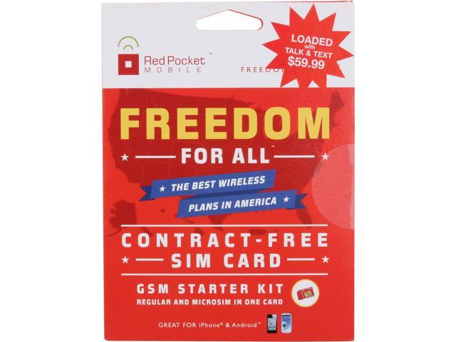 Red Pocket Standard & Micro All-In-One SIM Card Preloaded with $59.99 Unlimited Plan (3 GB Web Data)