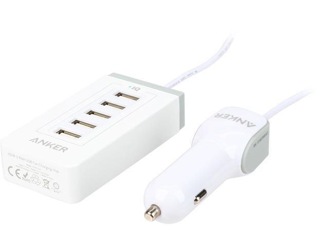 Anker 40W 5-Port USB Car Charger with PowerIQ Technology for iPhone 6 5; iPad Air 2, mini 3; Galaxy S6 / S6 Edge S5; Note ...