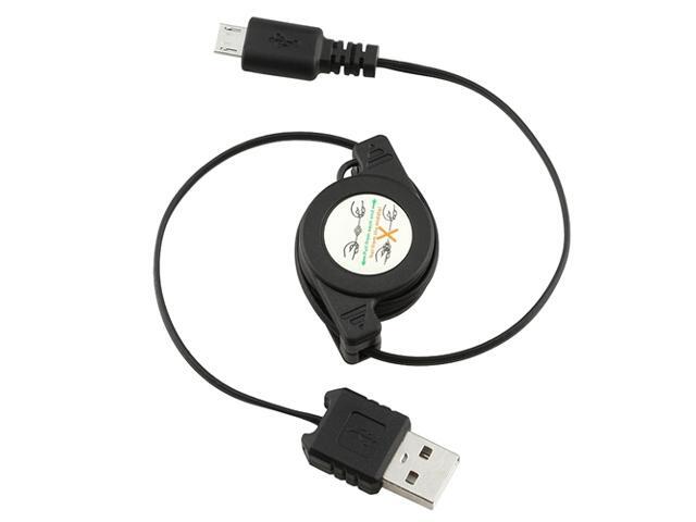 Insten Purple USB Mini Car Charger Adapter with Retractable Charging Data Cable Compatible with Samsung Galaxy Note II N7100