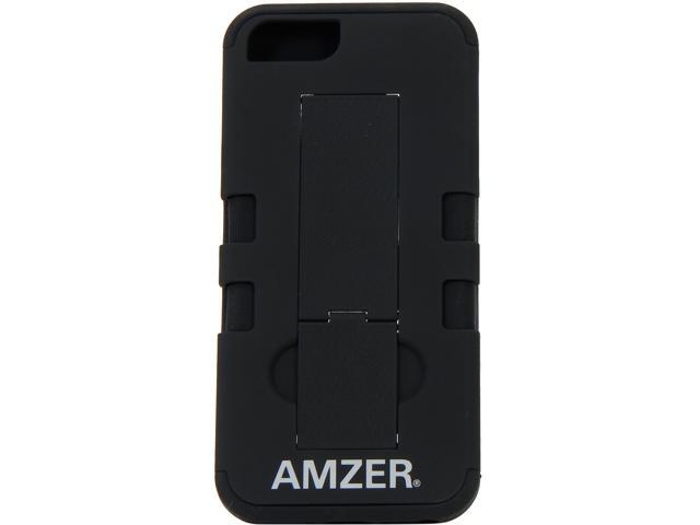 AMZER Black / Black Dual Layer Hybrid KickStand Case For iPhone 5 / 5S AMZ95402