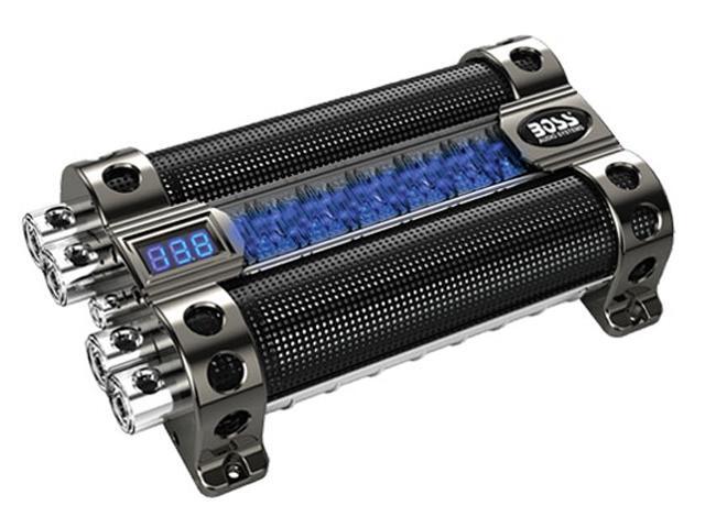 Boss CAP8 8-Farad Capacitor with Digital Voltage Meter, Black Chrome