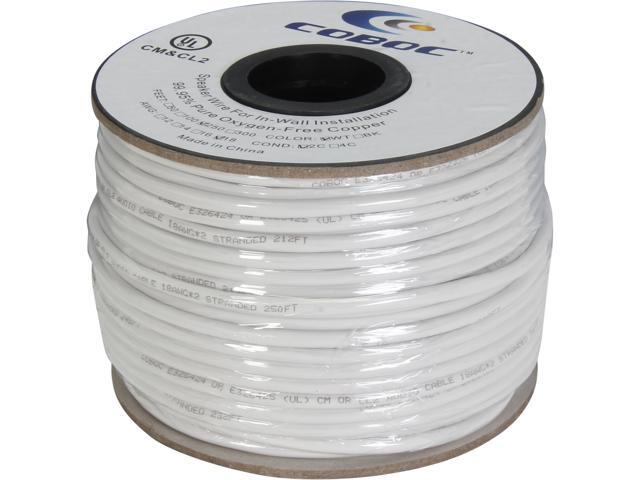 Coboc Model SPW-CL2-2C18-250-WH 250 ft. 2-Conductor CL2 Rated(In-Wall Installation) OFC Speaker Cable