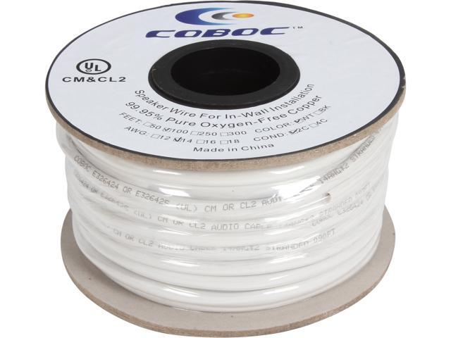 Coboc Model SPW-CL2-2C14-100-WH 100 ft. 2-Conductor CL2 Rated(In-Wall Installation) OFC Speaker Cable