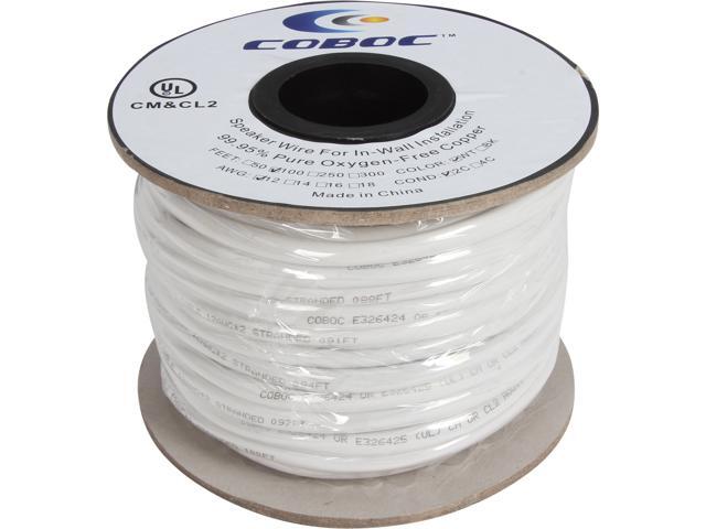 Coboc Model SPW-CL2-2C12-100-WH 100ft 12AWG CL2 Rated 2-Conductor Enhanced Loud Oxygen-Free Copper OFC Speaker Wire Cable ...