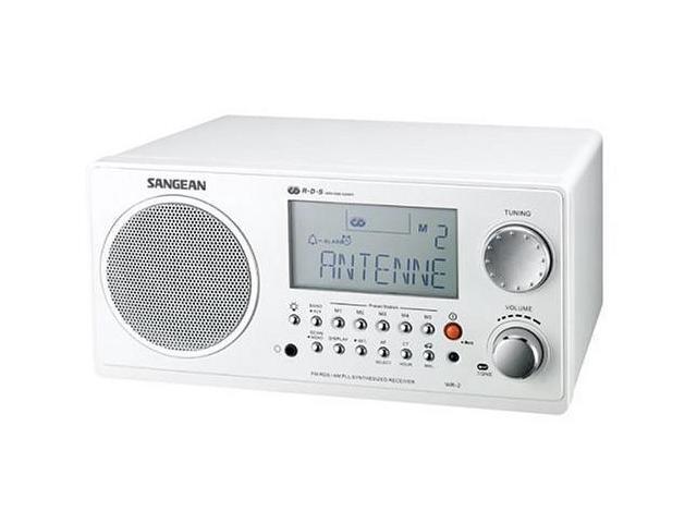 Sangean White Digital AM/FM Wooden Cabinet Table-Top Radio WR-2 White