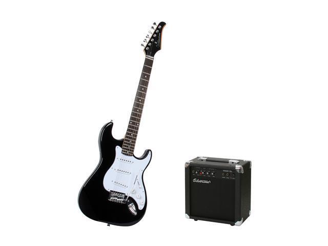 Silvertone Guitars SS11 Electric Guitar and Amp Package-Black